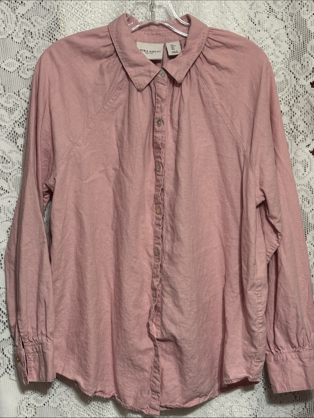 Laura Ashley Dusty Pink Long-Sleeve Button-Down Shirt size L